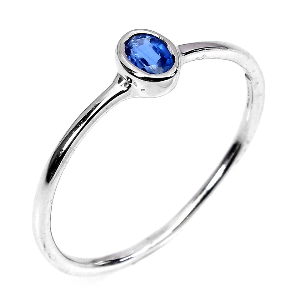 925 Sterling Silver Ring Oval Kyanite 4x3mm Gemstone Jewelry 8.5 - Изображение 2 из 4
