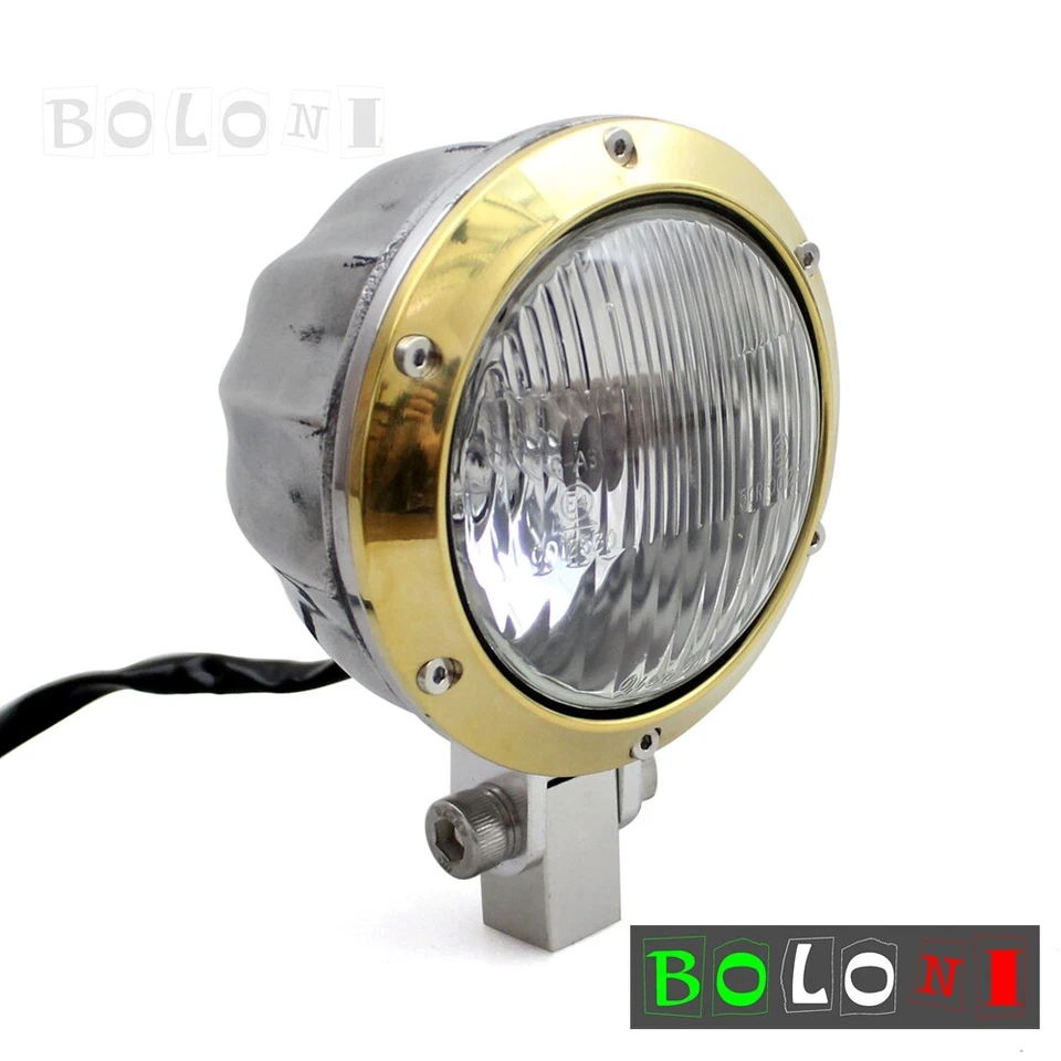 Motorcycle Brass 4" Headlight Lamp For Harley Bobber Chopper Sportster Custom — 第 3/4 张图片