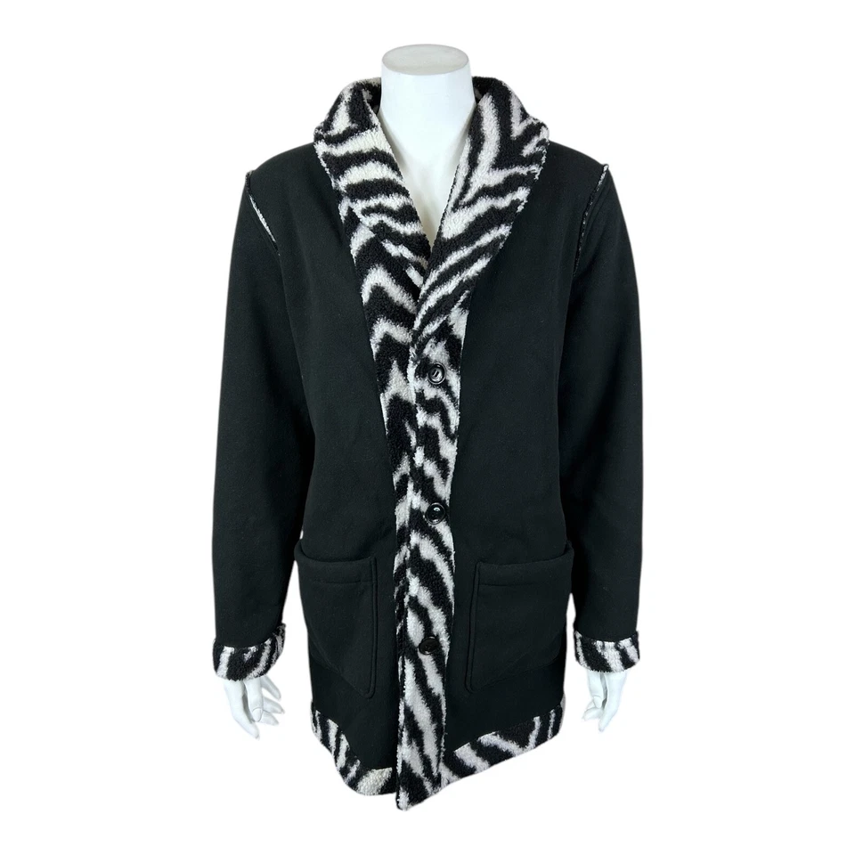 Abrigo Susan Graver Fin de Semana Reversible Sherpa y Polar Polar Polar Vellón Cebra/Negro Talla Pequeña Foto 3 de 4