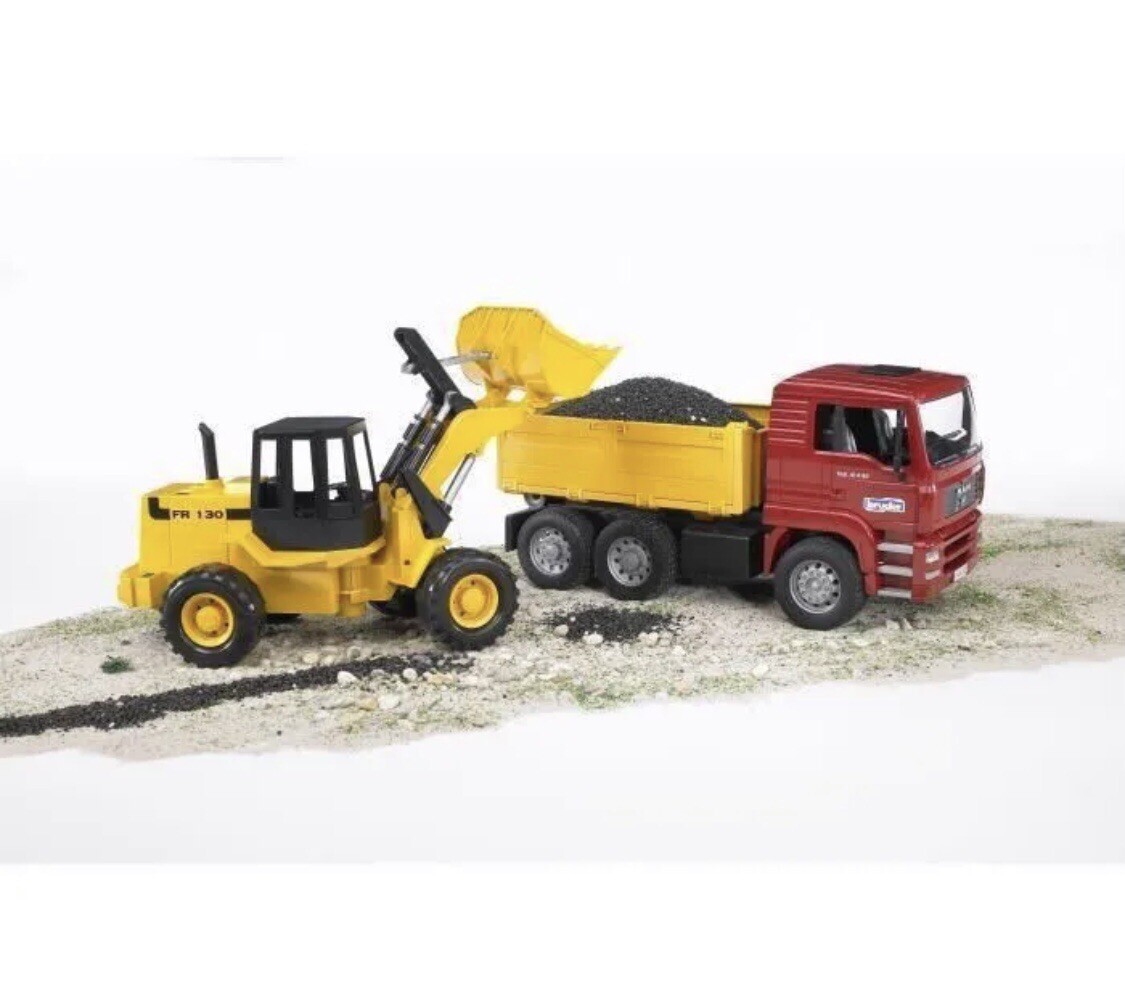 Camion benne MAN TGA et chargeur articulé FR130 BRUDER en plastique ABS
