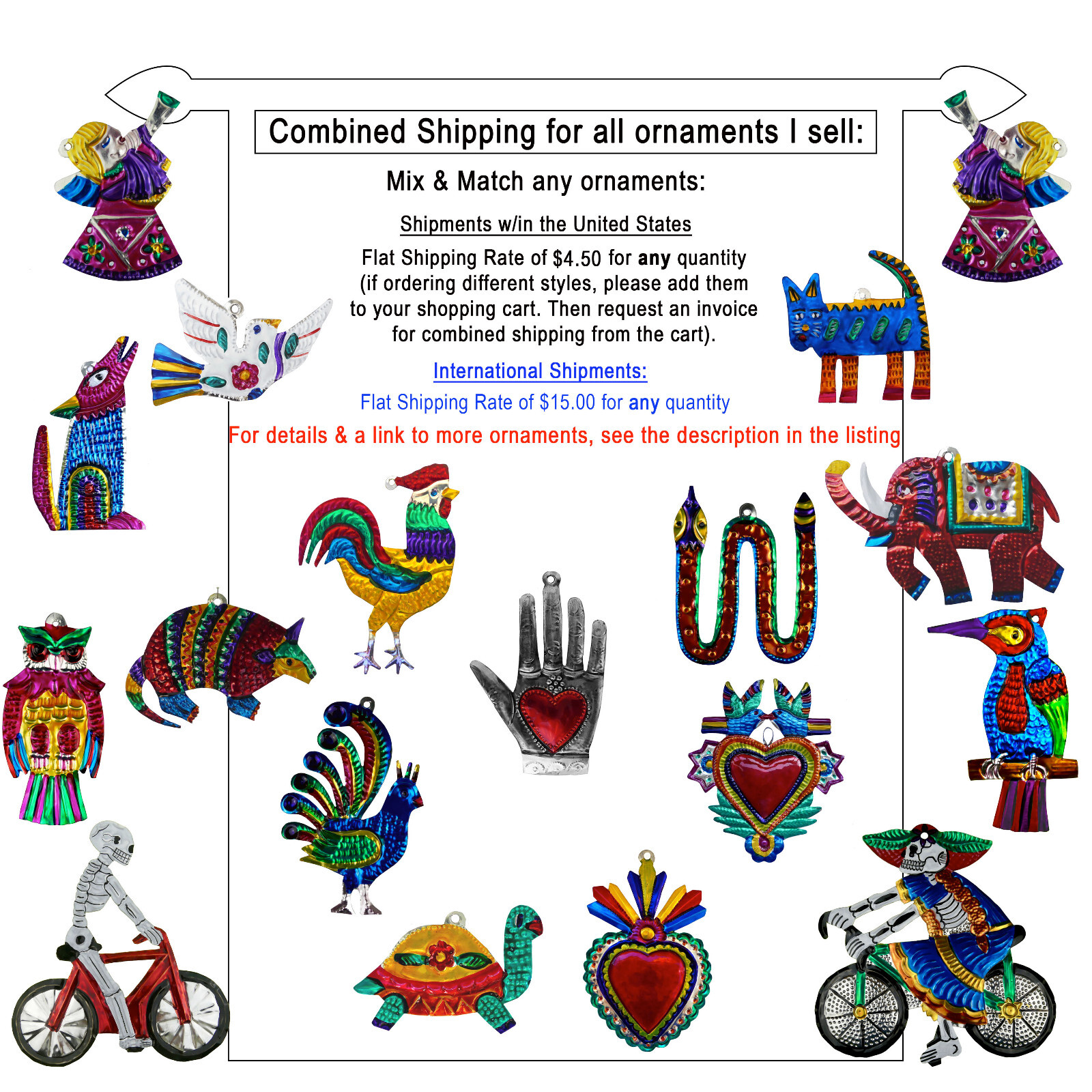 Sacred Milagro Heart in Hand Hamsa Ornament Mexican Folk Art Heart within a Hand