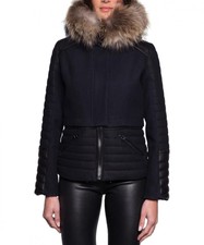 Giorgio & Mario Paris Black Leather Trim & Racoon Fur Jacket Sz 10uk Rrp £1245