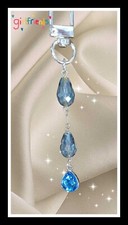 Phone Charms Blue Crystals DANGLE Clip-On Purse Book Bag