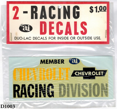 Chevrolet Racing Division Water Slide Decal Pack Vintage 60's 2pc Original Pack