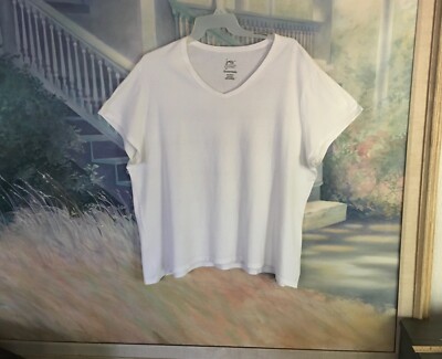 Women's  Plus Size White Cap Sleeve Top By JMS Essentials Sz. 4X (26W/28W)