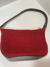 The Sak by Elliott Lucca red purse / shoulder strap zipper top knit woven bag 