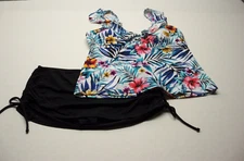 Time and Tru Tankini Swimsuit Top size S (4-6) & Apt.9 Swim Skirt size S Set