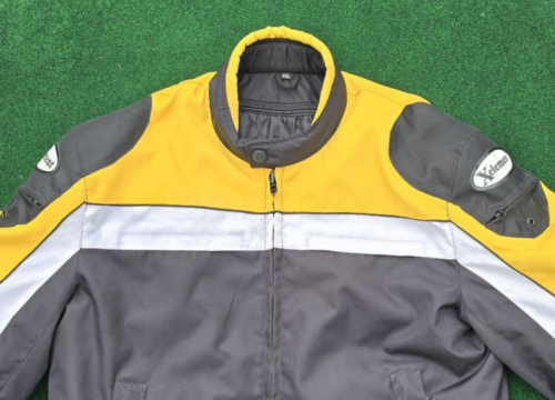 VTG Xelement Motorcycle Jacket Nylon Black Yellow PADDED Racing Men's Size XXL - Picture 2 of 13
