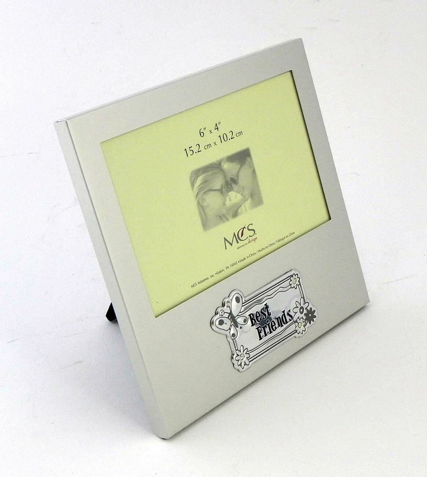 Marco de fotos Best Friends de MCS Satin Alminum con acento cromado mariposa 6x4 Foto 2 de 2