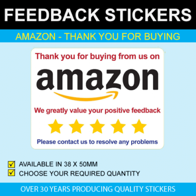 Amazon Thanks For Buying From Us Stickers Labels 38 x 50mm
