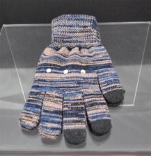 New Varigated Blue Tan Black 3 Finger Texting Gloves Rhinestone Trim B6