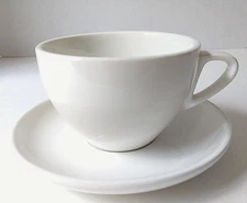 Sweese White Porcelain Thick Tea/Coffee Cup with Saucer, 2.5" Cup Height