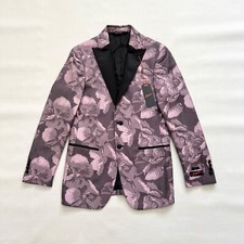 180 NWT Men's EGARA Jacquard Floral Satin Tuxedo Evening Blazer Jacket 36-R