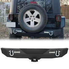Textured Rear Bumper Wd Rings 2 Receiver For 07-18 Jeep Wrangler Jk Off-road