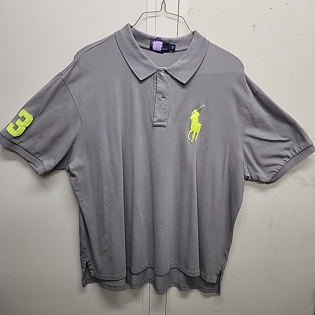 POLO Ralph Lauren Men's Size 3XB Khaki/Neon Green Big Pony #3 Polo
