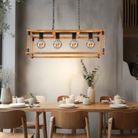 Holzlampe HäNgeleuchte Pendelleuchte HöHenverstellbar Landhaus Hanfseil Led