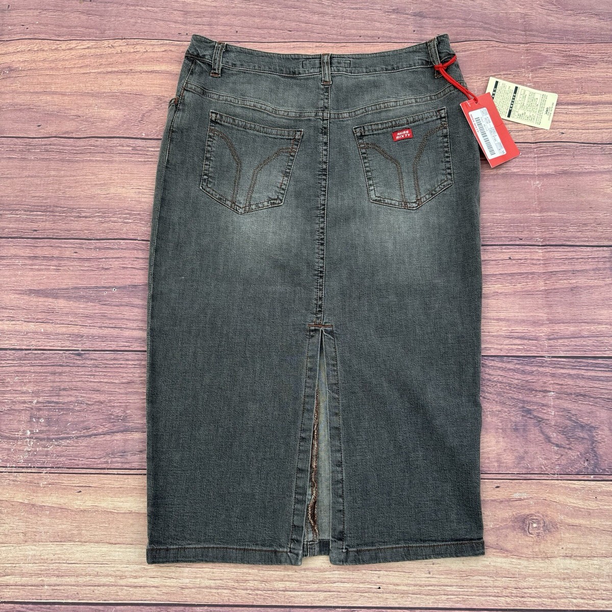 Vintage Miss Sixty Italy Soul Skirt Tight Denim Gray Wash New With
