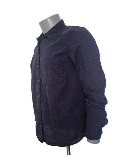 GAP Fitted Boyfriend Men's Shirt Large Navy Long Sleeve Cotton - Picture 2 of 6
