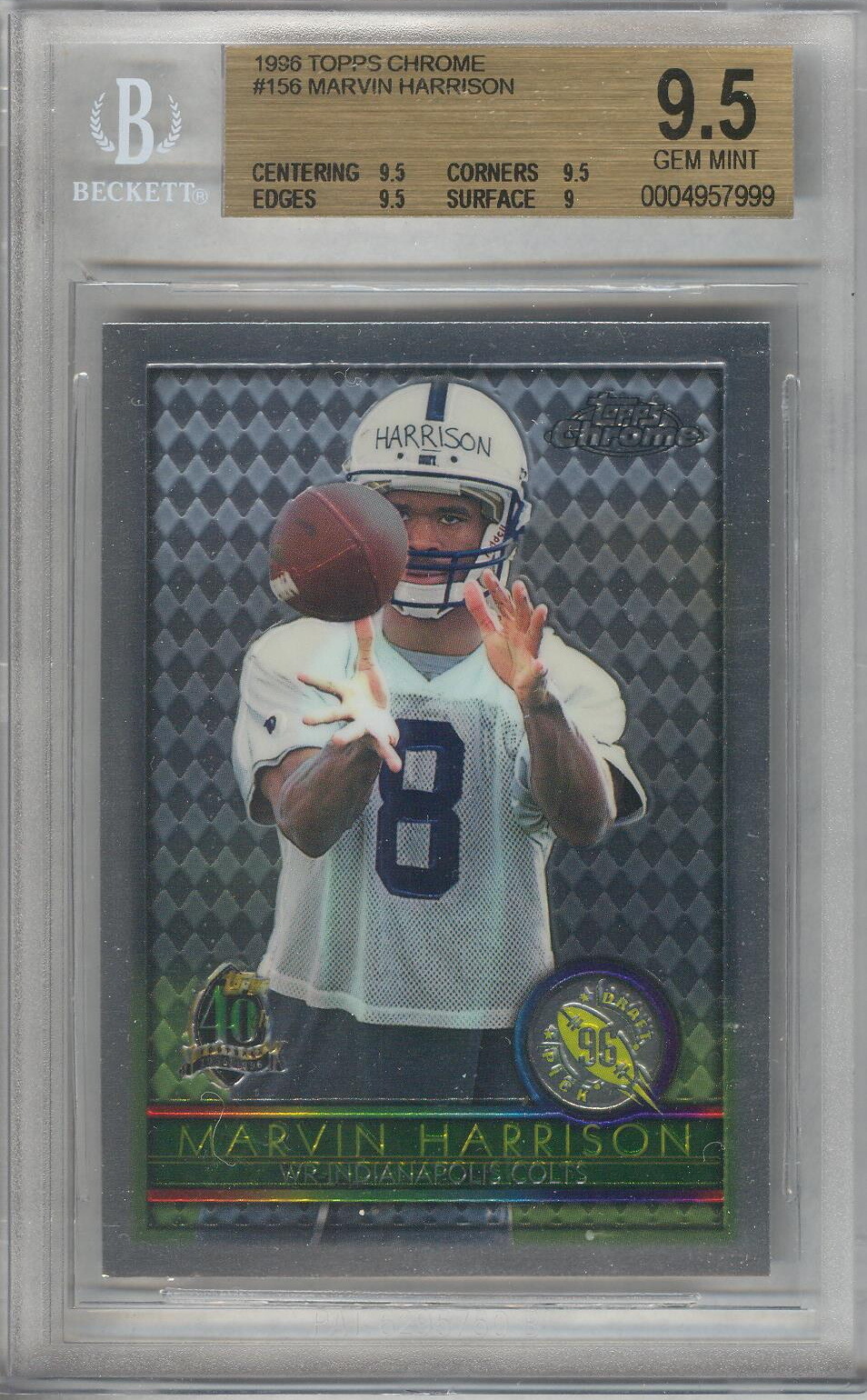 Marvin Harrison #156 1996 Topps Chrome Rookie RC - BGS 9.5