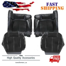 Front Leather Bottom & Top Seat Cover Dark Gray For 1999 200 Chevy Silverado