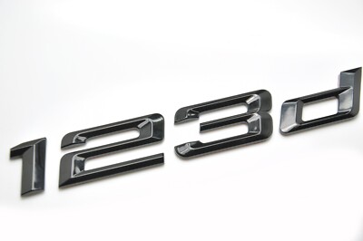 Glanz Schwarz 123d Auto Flach Buchstabe Nummer Hinten Kofferraum Boot Abzeichen Emblem für BMW