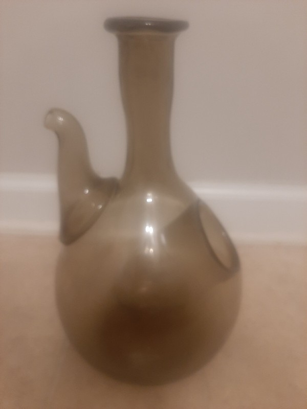 Vintage /Antique Mid Century Modern Eleven Inch Smoky Glass Pitcher