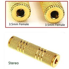 1x Gold 3.5mm 1/8" Female to 3.5mm Female Audio Headphone Stereo Coupler Adapter