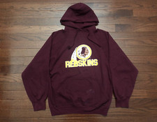 VINTAGE 80's WASHINGTON REDSKINS HOODED SWEATSHIRT MENS MEDIUM LOGO 7 COMMANDERS