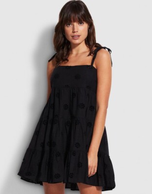 Seafolly Embroidery Tier Dress , Black, Size S Seafolly Embroidery Tier Dress , Black, Size S