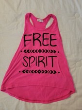 Free Spirit Girls Pink Tank, Size Small, Pomelo MADE IN USA, Very minor stains