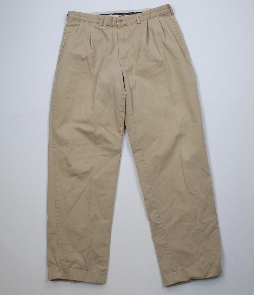 Vintage 90s Ralph Lauren Mens 34x32 Distressed Cuffed Chino Pants