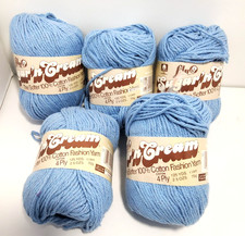 5 Vintage Yarn Skein Lily Sugar 'n Cream 100 Cotton Light Blue
