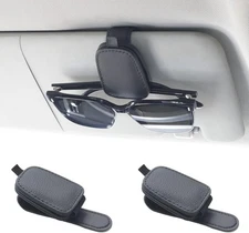 Yuoyar Sunglass Holder for Car, Magnetic Leather Sunglasses Holder and Ticket Ca