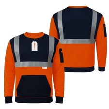 Hi Vis Crew Neck Sweatshirt Class 3 Reflective, 300gsm Fleece Safety Jumper PPE