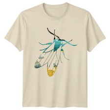 T-Shirt Abstrakt Türkis Gold Libelle Aquarell Libelle Abstrakt Natur Insekt