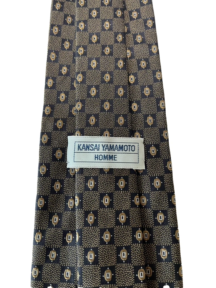 Kansai Yamamoto Homme Seidenkrawatte Gold & Schwarz Geometrisches... - Bild 2 von 4