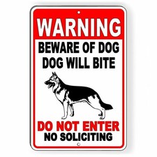Beware Of German Shepard Dog Will Bite Do Not Enter Metal Sign security SBD046