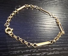 9ct Gold Bracelet Fully Hallmarked 375 Bar & Link Chain 9K Yellow Gold 1.9g