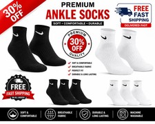 For Nike Socks 5 Pairs Pack Mid-Tub 85% Cotton Socks Boxed Unisex sizes 4.5-9
