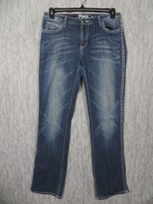 Rock 47 By Wrangler Womens 9 10 x 36 Bootcut Jeans Blue Mid Rise Stretch