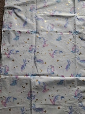 Pottery Barn Teen Gold Metallic Mermaid Full Flat Sheet Pink Purple Dorm Ready