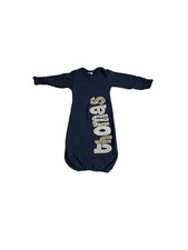Cotton Baby Gown w/Mittens 0-3 Months, Navy, Personalized- Thomas K251