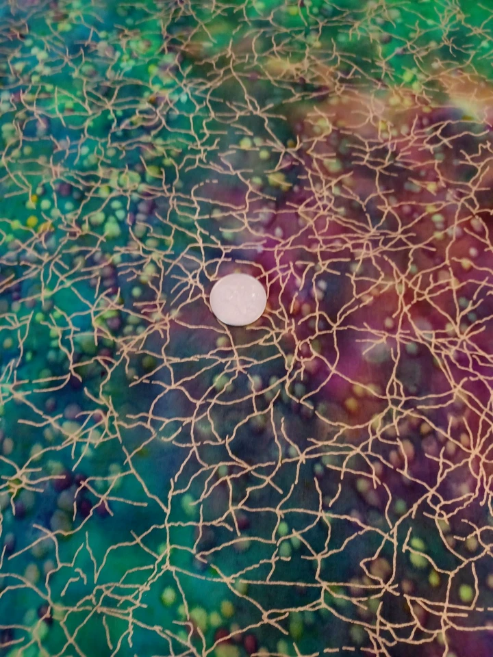 Tela Batik Verde/Púrpura/Lima/Dorado 1 Yarda, 42", para Acolchado, Costura, Manualidades Foto 2 de 4