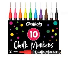 Chalkola Extra Fine Tip Liquid Chalk Markers Blackboard Wet Erase 10 Pack, 1mm 