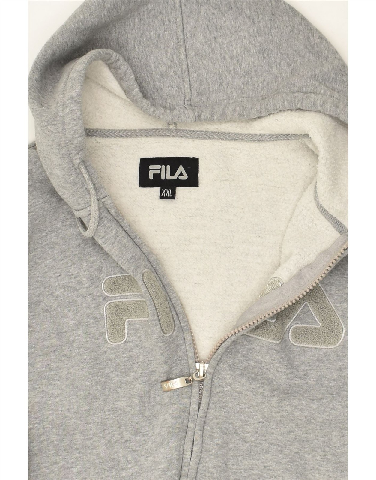 FILA Felpa donna grafica con cappuccio e zip UK 20 2XL grigio cotone CL08