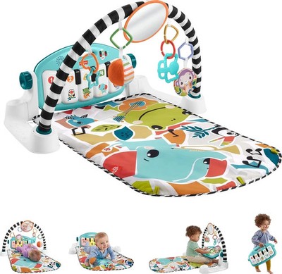 Fisher-Price Baby Playmat Glow and Grow Kick & Play Piano Gym, Blue Musical Lear