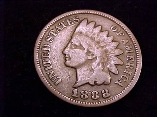 1888 Indian Head Cent, Very Good Grade.