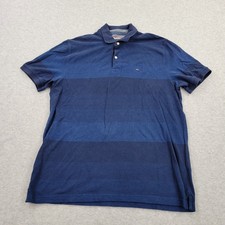 Tommy Hilfiger Polo Mens XL Blue Striped Slim Fit Embroidery Shirt
