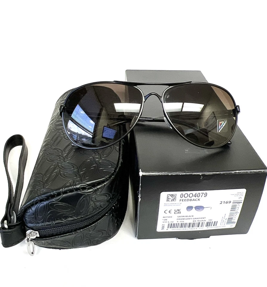 Gafas de sol Oakley OO4079-45 Feedback aviador negro satinado gris Prizm con estuche Foto 4 de 4