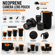 Waterproof Neoprene Camera Lens Pouch Case Soft Protective Bag for DSLR SLR Lens